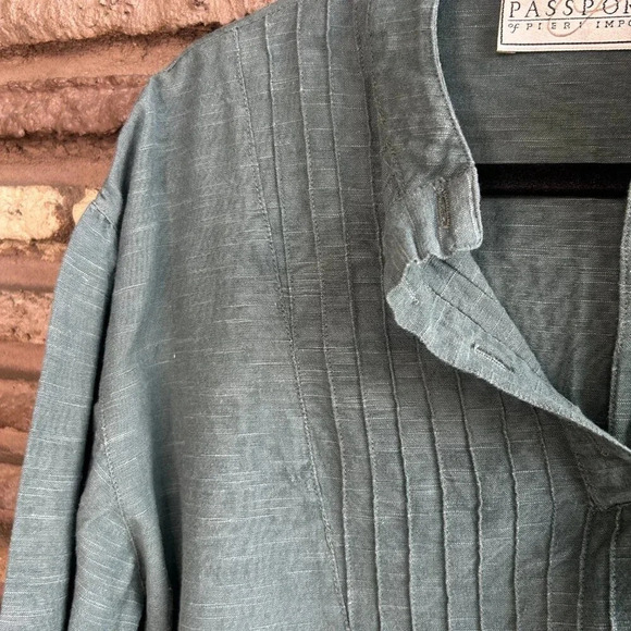 Pier One Imports Vintage Boho Mini Pleat Bib Front Tunic Length Top Size Large - Picture 5 of 8